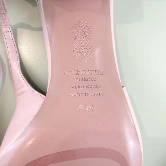 Aquazzura Very Bow Tie Sling 35 Petal Pink Nappa Leather Pumps 40.5 $725 MSRP - Picture 13 of 14